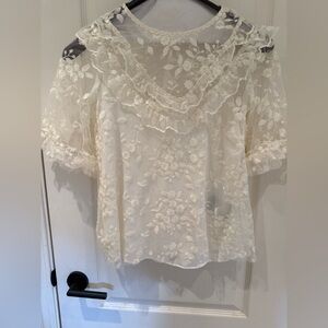The Kooples Cream Floral Lace Blouse
